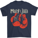 Muay Thai Boxing Gloves MMA Mens T-Shirt Cotton Gildan Navy Blue