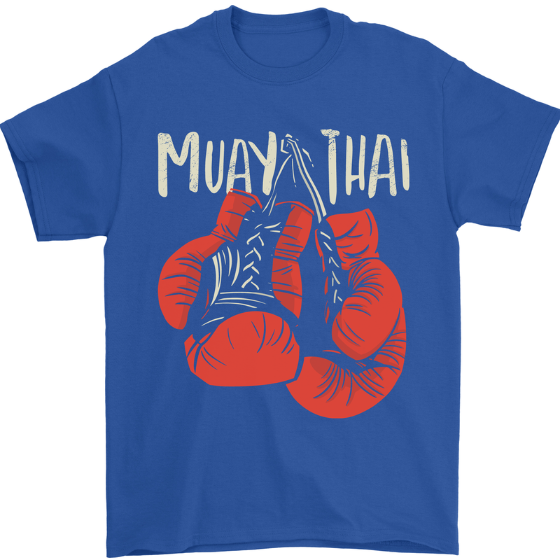 Muay Thai Boxing Gloves MMA Mens T-Shirt Cotton Gildan Royal Blue