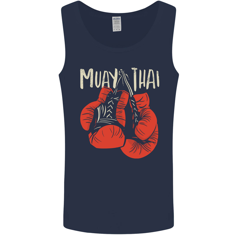 Muay Thai Boxing Gloves MMA Mens Vest Tank Top Navy Blue