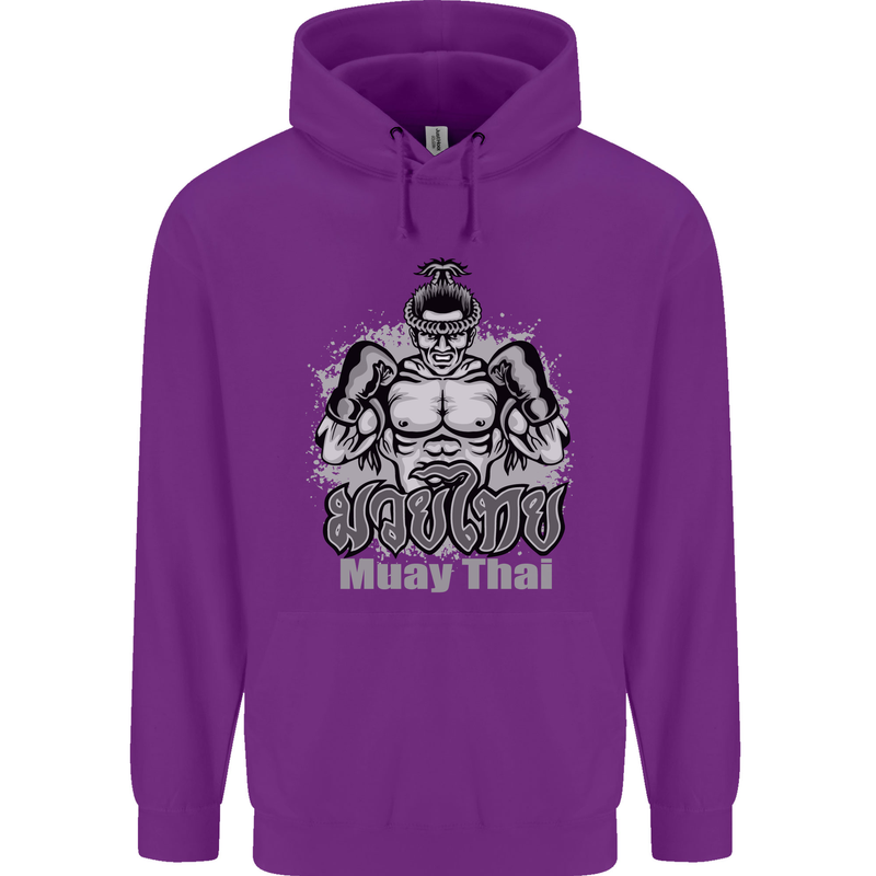 Muay Thai Boxing MMA Martial Arts Kick Childrens Kids Hoodie Purple