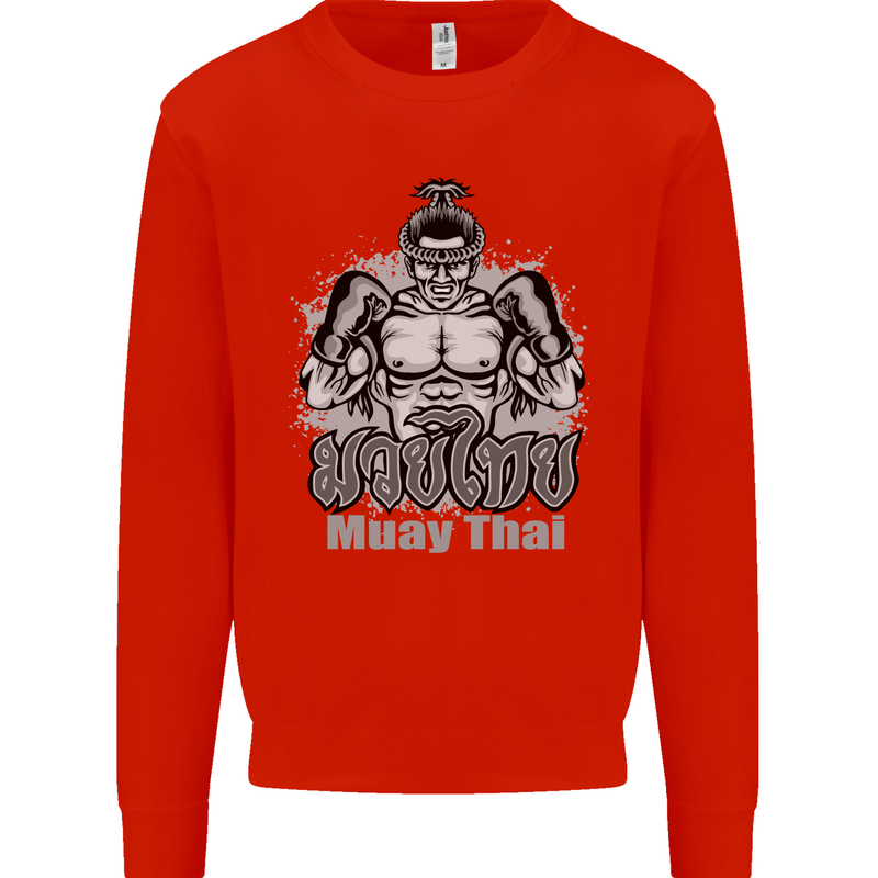 Muay Thai Boxing MMA Martial Arts Kick Kids Sweatshirt Jumper Bright Red