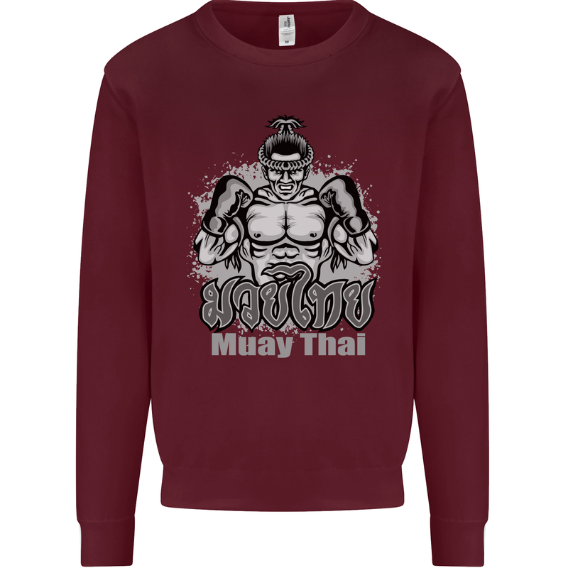 Muay Thai Boxing MMA Martial Arts Kick Kids Sweatshirt Jumper Maroon