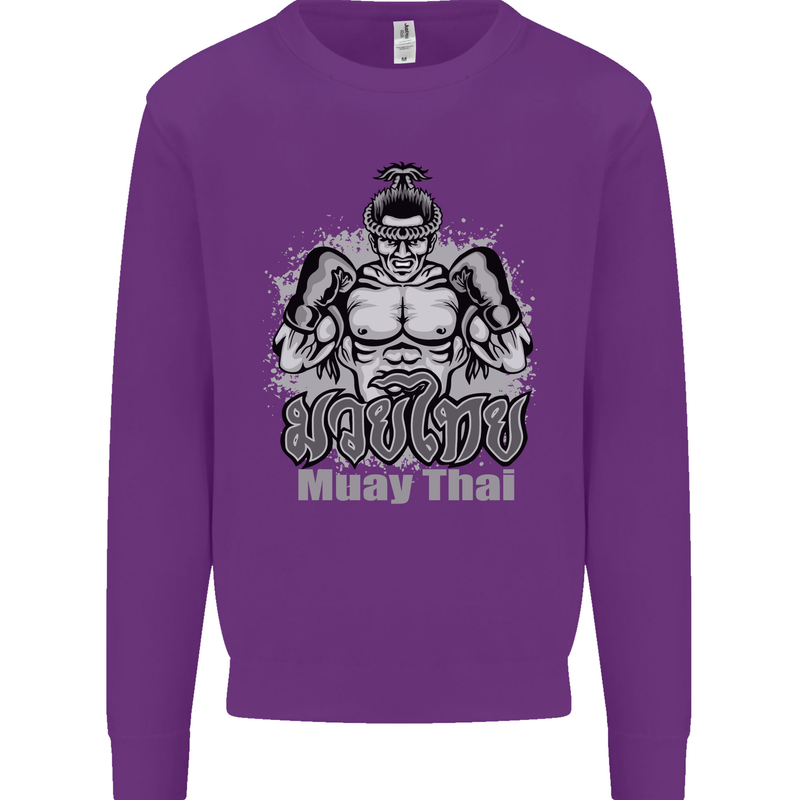 Muay Thai Boxing MMA Martial Arts Kick Kids Sweatshirt Jumper Purple