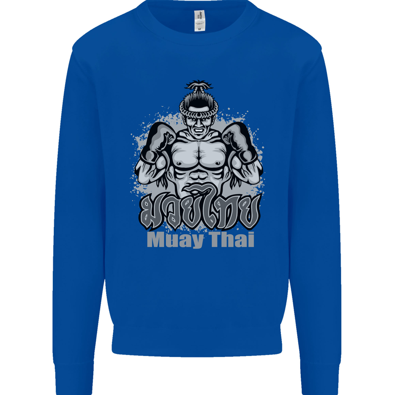 Muay Thai Boxing MMA Martial Arts Kick Kids Sweatshirt Jumper Royal Blue