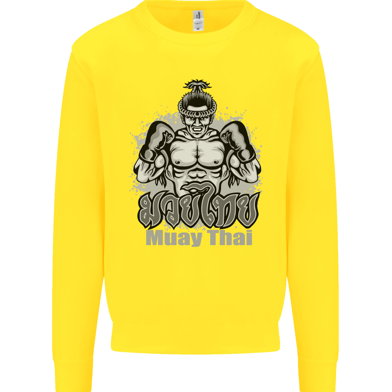 Muay Thai Boxing MMA Martial Arts Kick Kids Sweatshirt Jumper Yellow