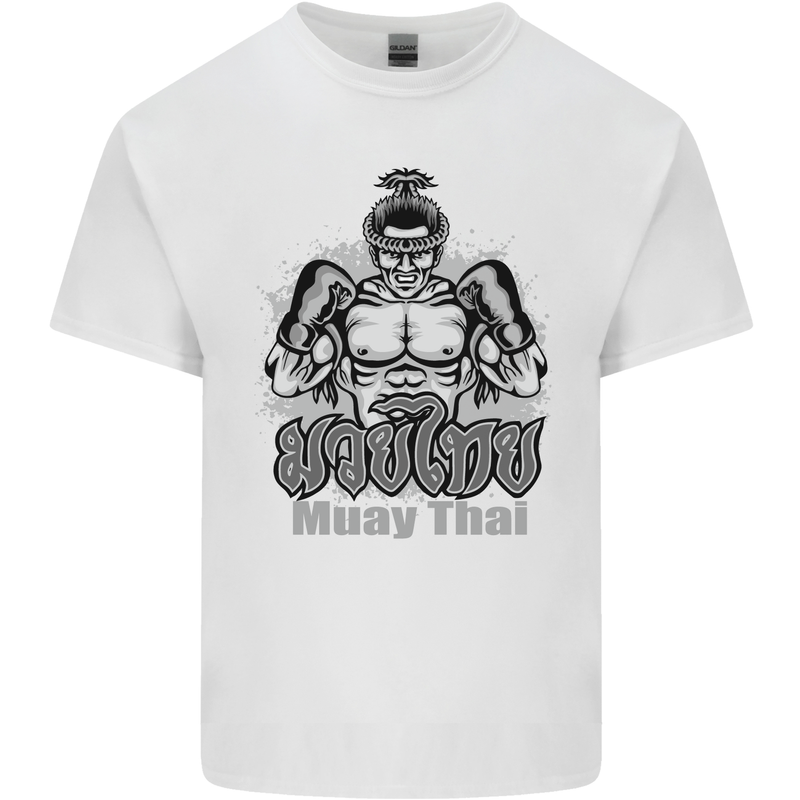 Muay Thai Boxing MMA Martial Arts Kick Kids T-Shirt Childrens White