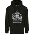 Muay Thai Boxing MMA Martial Arts Kick Mens 80% Cotton Hoodie Black