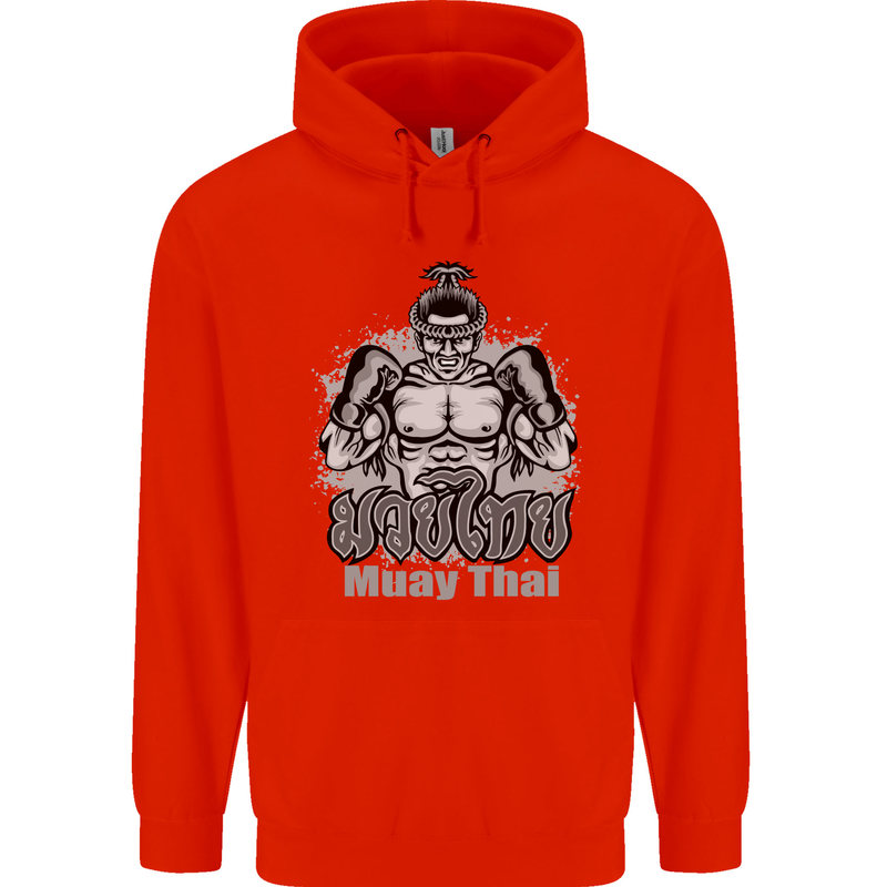 Muay Thai Boxing MMA Martial Arts Kick Mens 80% Cotton Hoodie Bright Red