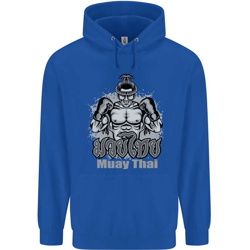 Muay Thai Boxing MMA Martial Arts Kick Mens 80% Cotton Hoodie Royal Blue