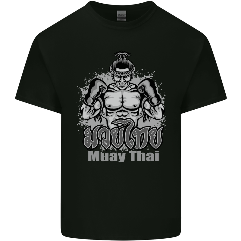 Muay Thai Boxing MMA Martial Arts Kick Mens Cotton T-Shirt Tee Top Black