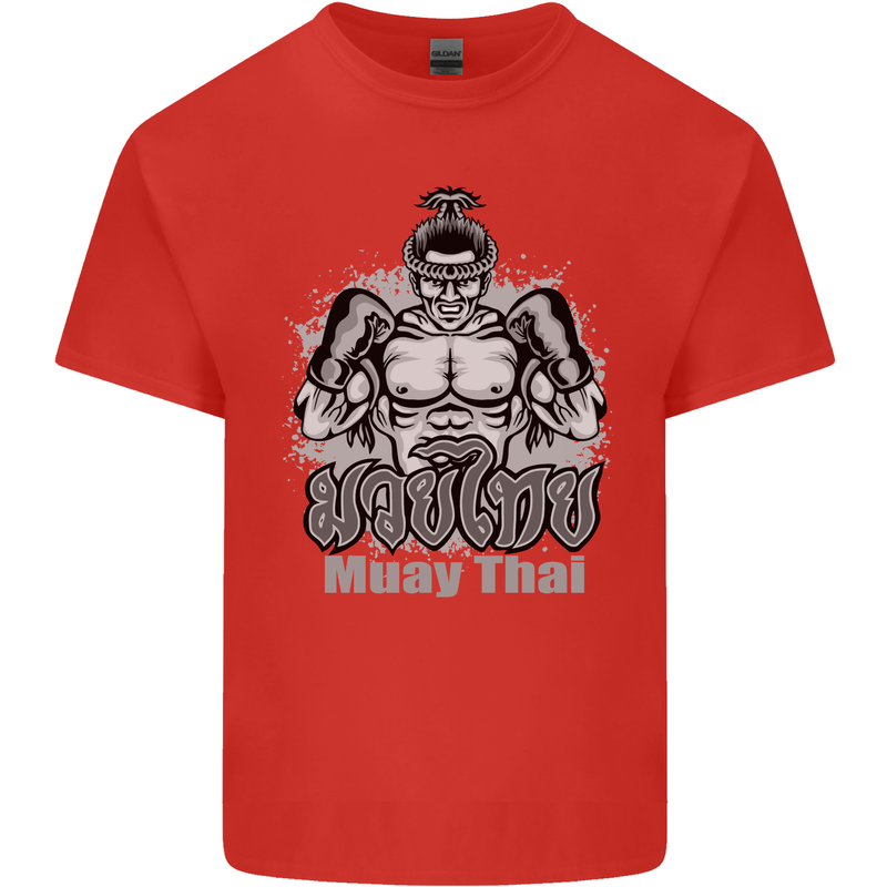 Muay Thai Boxing MMA Martial Arts Kick Mens Cotton T-Shirt Tee Top Red