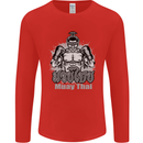 Muay Thai Boxing MMA Martial Arts Kick Mens Long Sleeve T-Shirt Red
