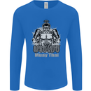Muay Thai Boxing MMA Martial Arts Kick Mens Long Sleeve T-Shirt Royal Blue