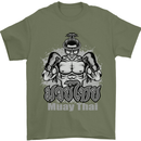 Muay Thai Boxing MMA Martial Arts Kick Mens T-Shirt Cotton Gildan Military Green