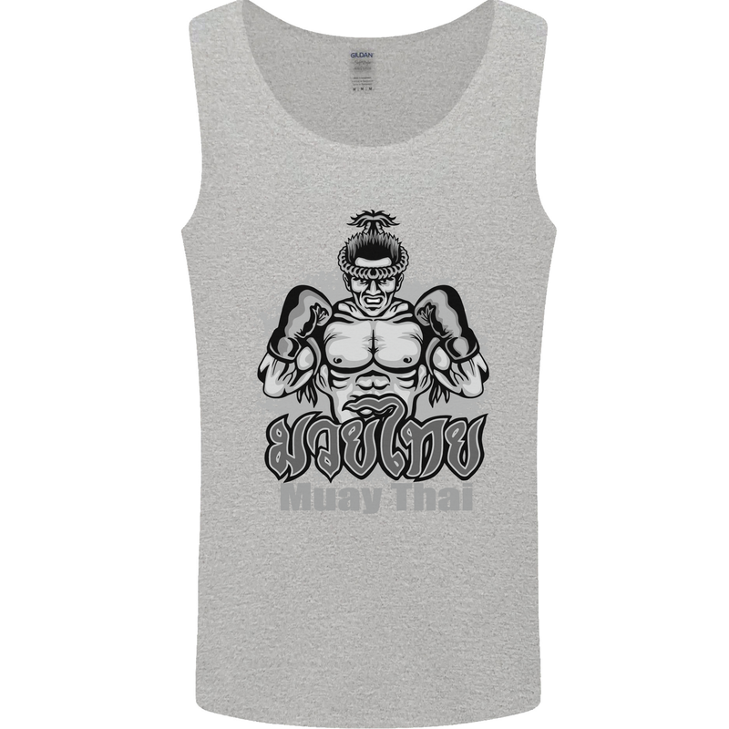 Muay Thai Boxing MMA Martial Arts Kick Mens Vest Tank Top Sports Grey