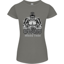 Muay Thai Boxing MMA Martial Arts Kick Womens Petite Cut T-Shirt Charcoal