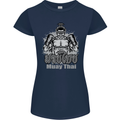 Muay Thai Boxing MMA Martial Arts Kick Womens Petite Cut T-Shirt Navy Blue