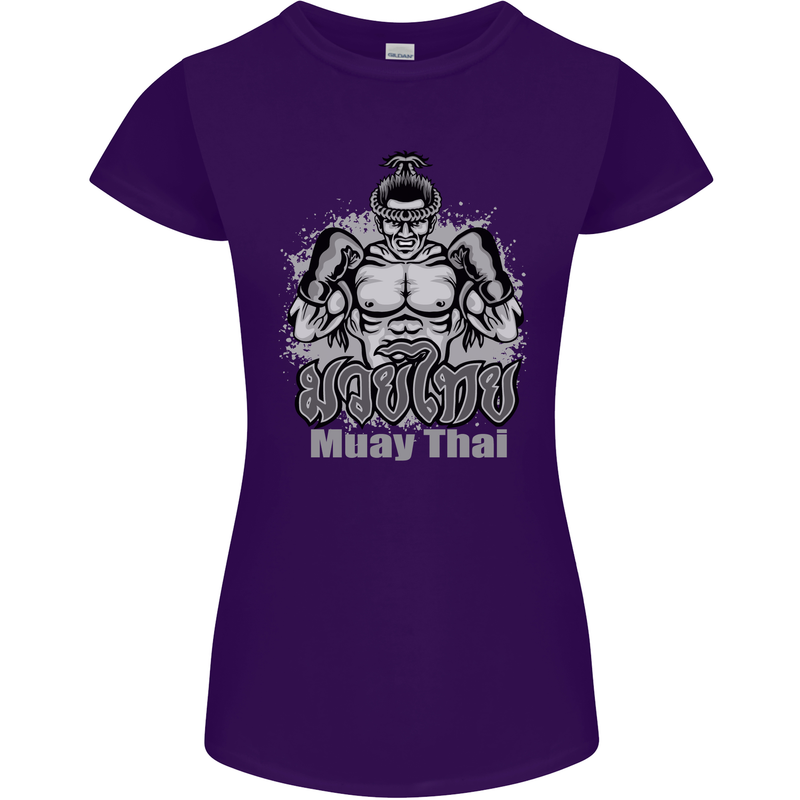 Muay Thai Boxing MMA Martial Arts Kick Womens Petite Cut T-Shirt Purple