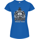 Muay Thai Boxing MMA Martial Arts Kick Womens Petite Cut T-Shirt Royal Blue