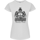 Muay Thai Boxing MMA Martial Arts Kick Womens Petite Cut T-Shirt White