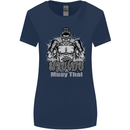 Muay Thai Boxing MMA Martial Arts Kick Womens Wider Cut T-Shirt Navy Blue