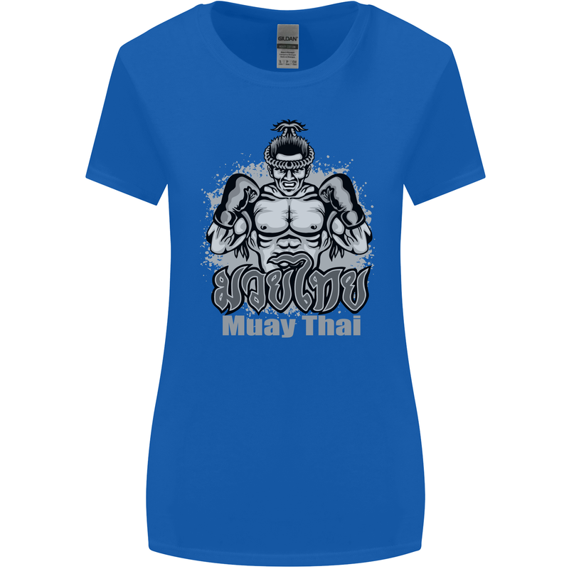 Muay Thai Boxing MMA Martial Arts Kick Womens Wider Cut T-Shirt Royal Blue