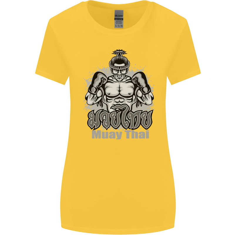 Muay Thai Boxing MMA Martial Arts Kick Womens Wider Cut T-Shirt Yellow