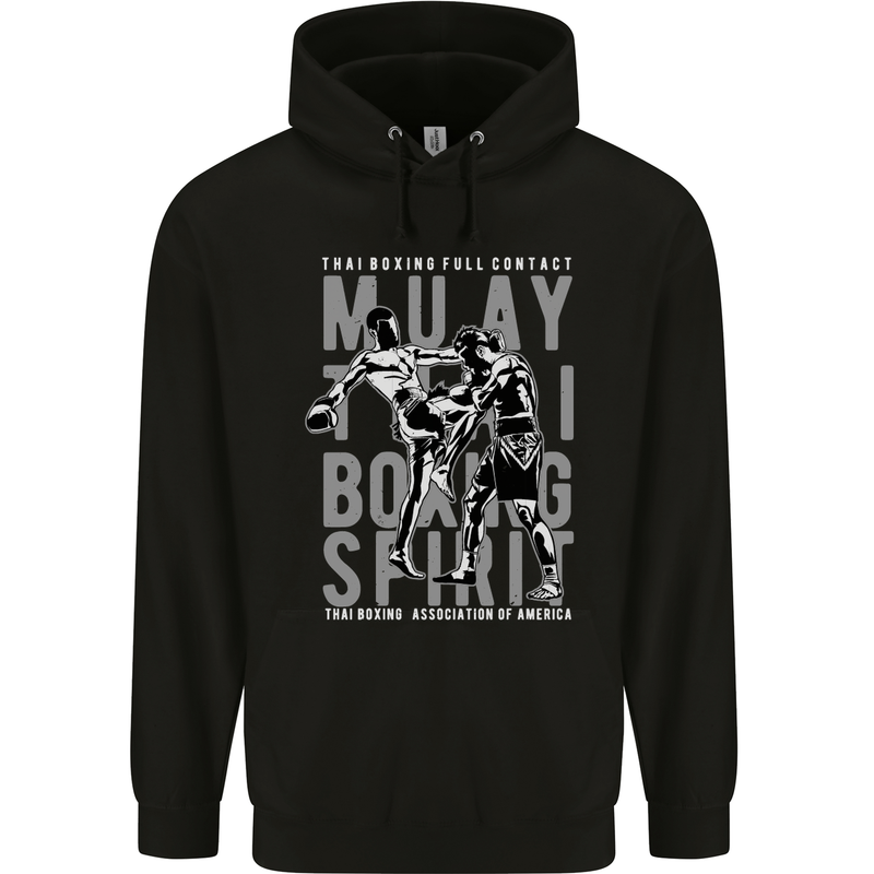 Muay Thai Boxing Spirit MMA Kick Boxing Mens Hoodie Black
