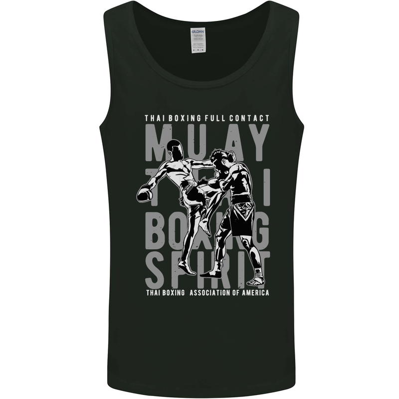 Muay Thai Boxing Spirit MMA Kick Boxing Mens Vest Tank Top Black