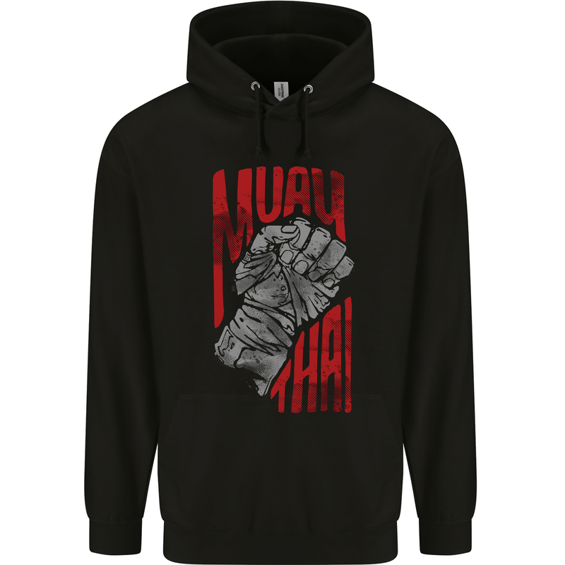 Muay Thai Fighter Fist MMA Martial Arts Childrens Kids Hoodie Black