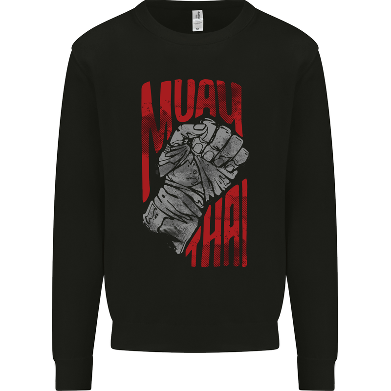 Muay Thai Fighter Fist MMA Martial Arts Kids Sweatshirt Jumper Black