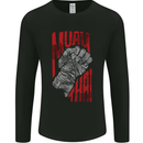 Muay Thai Fighter Fist MMA Martial Arts Mens Long Sleeve T-Shirt Black