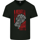 Muay Thai Fighter Fist MMA Martial Arts Mens V-Neck Cotton T-Shirt Black