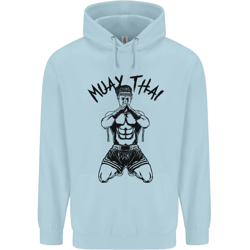 Muay Thai Fighter Mixed Martial Arts MMA Childrens Kids Hoodie Light Blue