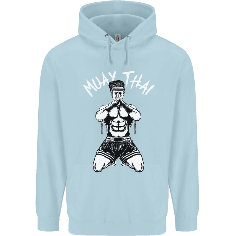 Muay Thai Fighter Mixed Martial Arts MMA Childrens Kids Hoodie Light Blue