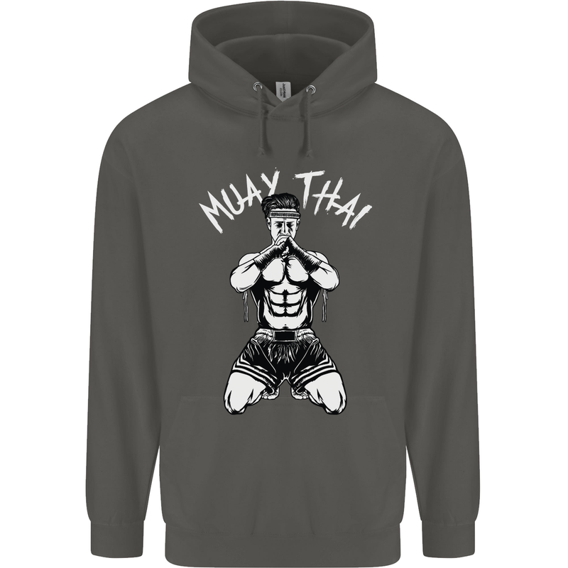Muay Thai Fighter Mixed Martial Arts MMA Childrens Kids Hoodie Storm Grey
