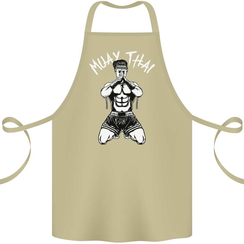 Muay Thai Fighter Mixed Martial Arts MMA Cotton Apron 100% Organic Khaki