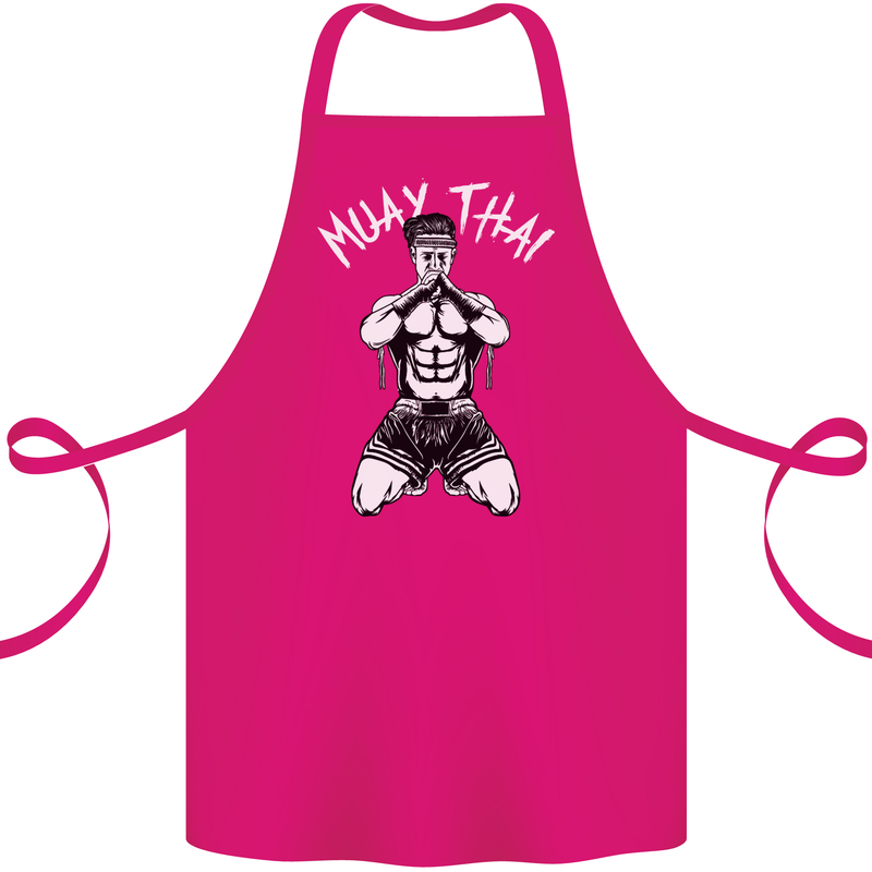 Muay Thai Fighter Mixed Martial Arts MMA Cotton Apron 100% Organic Pink
