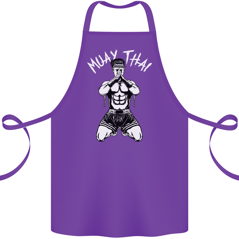 Muay Thai Fighter Mixed Martial Arts MMA Cotton Apron 100% Organic Purple