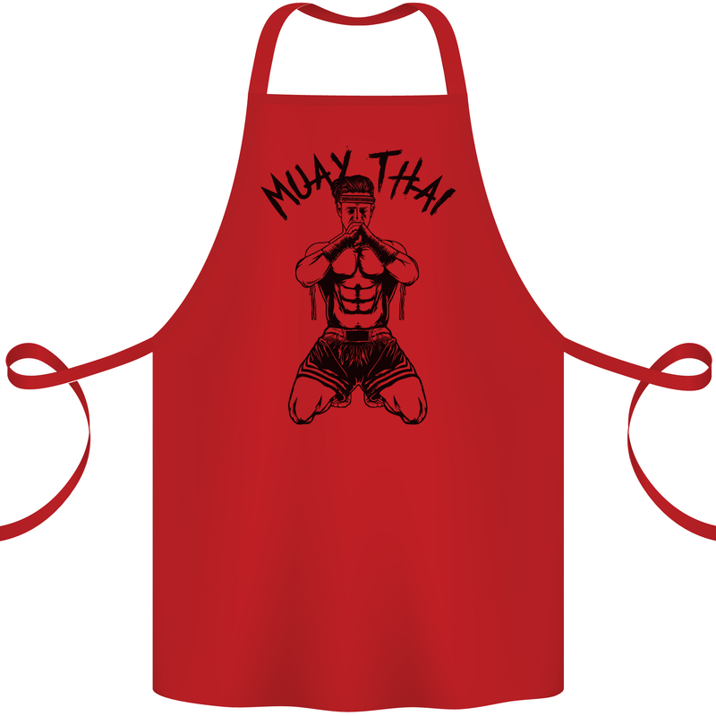 Muay Thai Fighter Mixed Martial Arts MMA Cotton Apron 100% Organic Red