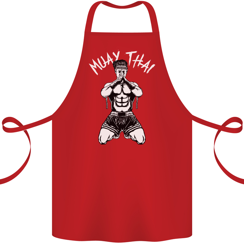 Muay Thai Fighter Mixed Martial Arts MMA Cotton Apron 100% Organic Red