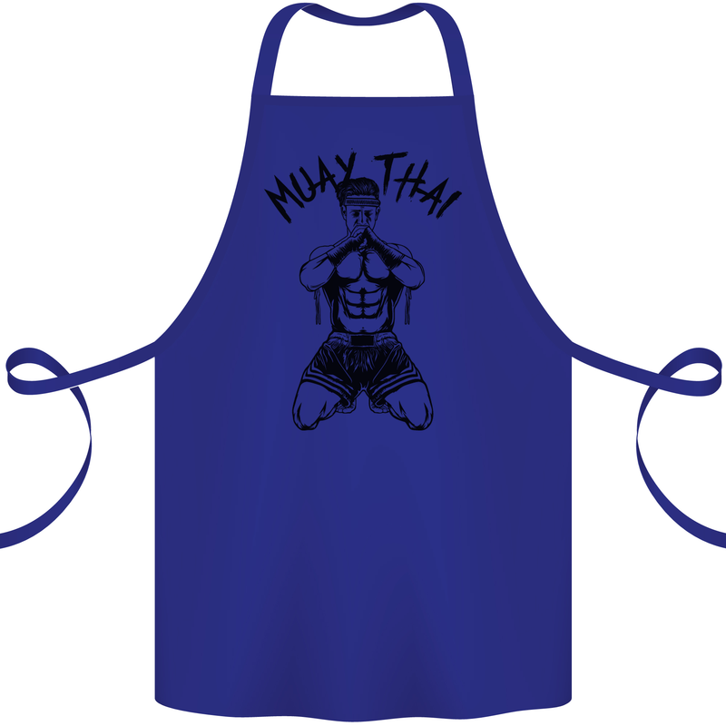 Muay Thai Fighter Mixed Martial Arts MMA Cotton Apron 100% Organic Royal Blue