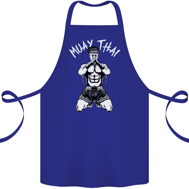 Muay Thai Fighter Mixed Martial Arts MMA Cotton Apron 100% Organic Royal Blue