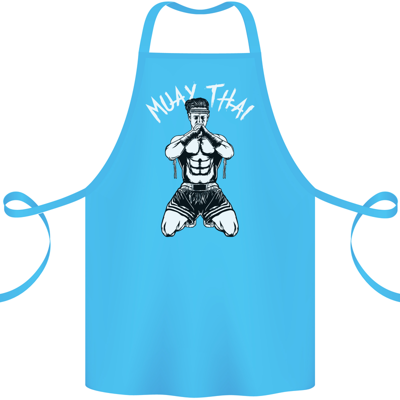Muay Thai Fighter Mixed Martial Arts MMA Cotton Apron 100% Organic Turquoise