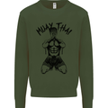 Muay Thai Fighter Mixed Martial Arts MMA Kids Sweatshirt Jumper Forest Green