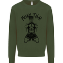Muay Thai Fighter Mixed Martial Arts MMA Kids Sweatshirt Jumper Forest Green