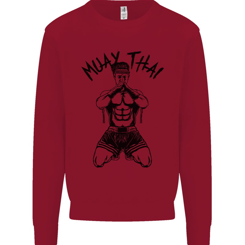 Muay Thai Fighter Mixed Martial Arts MMA Kids Sweatshirt Jumper Red