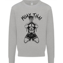 Muay Thai Fighter Mixed Martial Arts MMA Kids Sweatshirt Jumper Sports Grey
