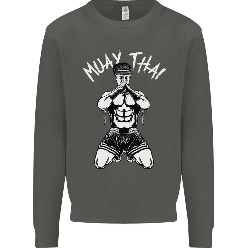 Muay Thai Fighter Mixed Martial Arts MMA Kids Sweatshirt Jumper Storm Grey