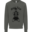 Muay Thai Fighter Mixed Martial Arts MMA Kids Sweatshirt Jumper Storm Grey